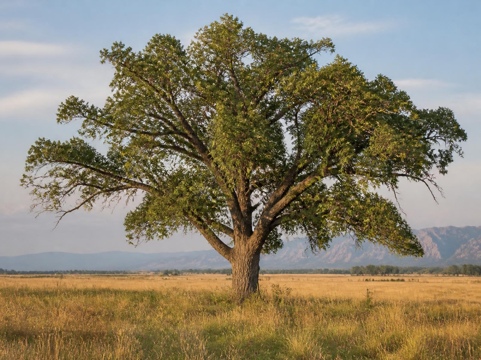 Mature bur oak showing heavy scaffold branch structure